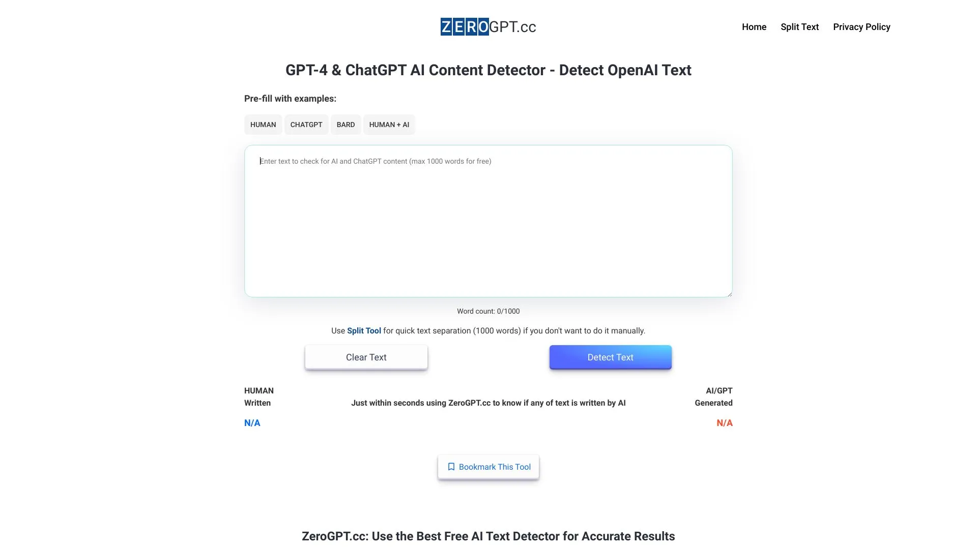 ZeroGPT: Free AI Content Detector & GPT Checker | Creati.ai